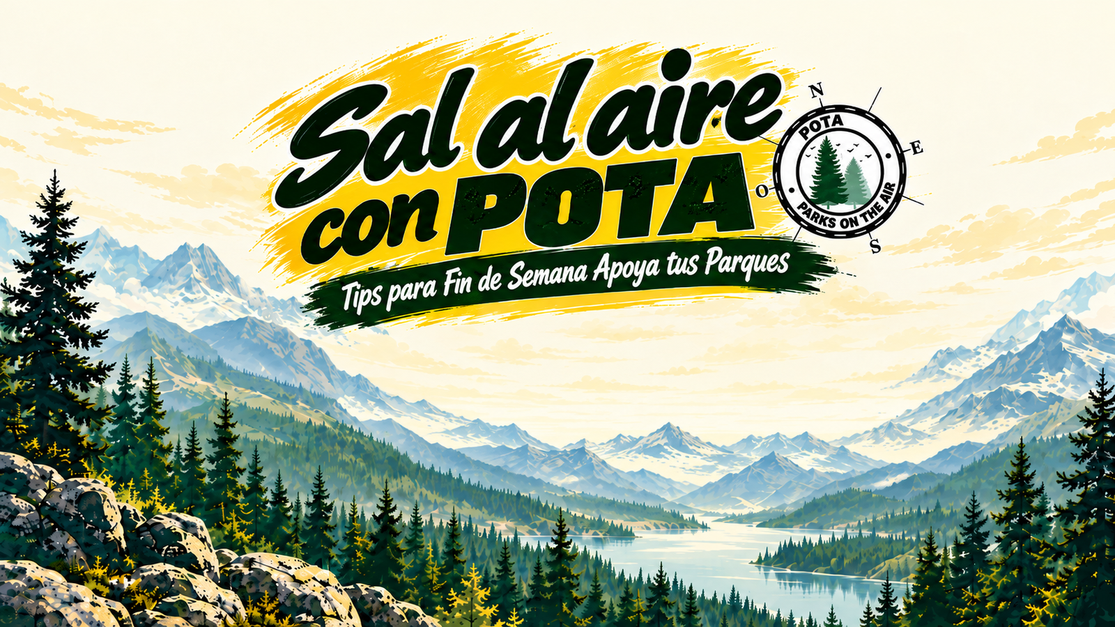 Sal al aire con POTA: Tips para Fin de Semana Apoya tus Parques, con paisaje de montañas y bosques